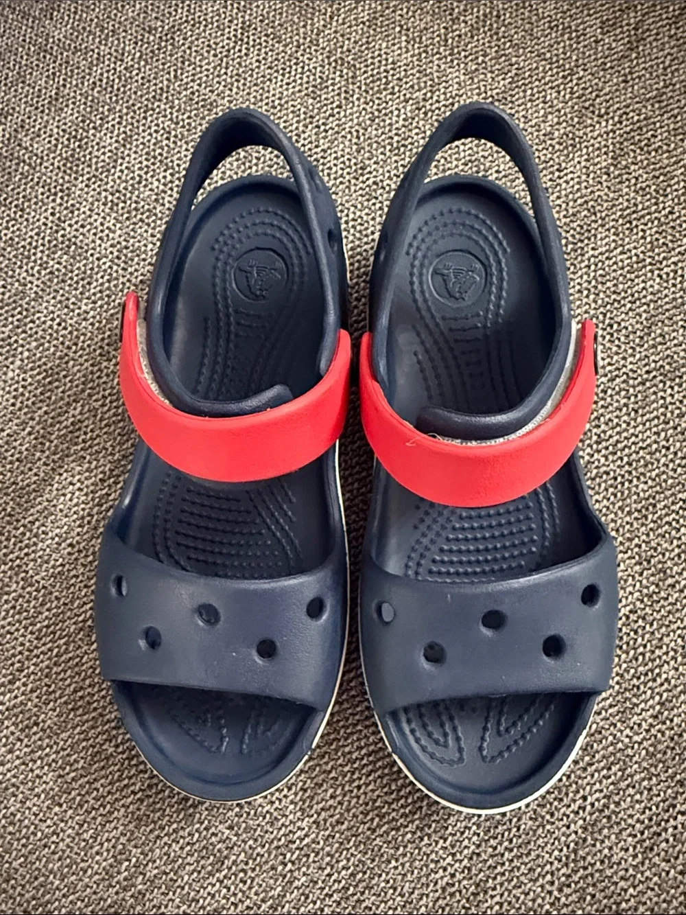 Crocs Crocband Toddler Boy Sandals Navy Red 13 C Used